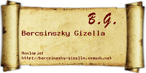 Bercsinszky Gizella névjegykártya